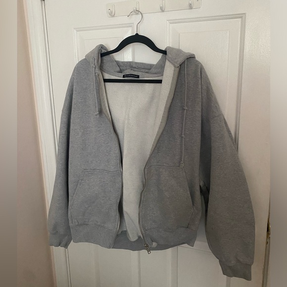 Brandy Melville grey zip up hoodie - Picture 1 of 4